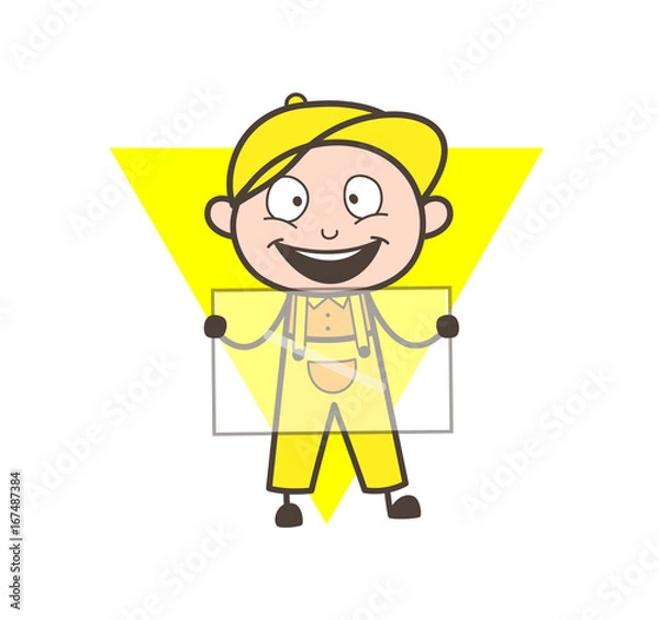 Fototapeta Cartoon Worker Holding a Glass Vector Concept