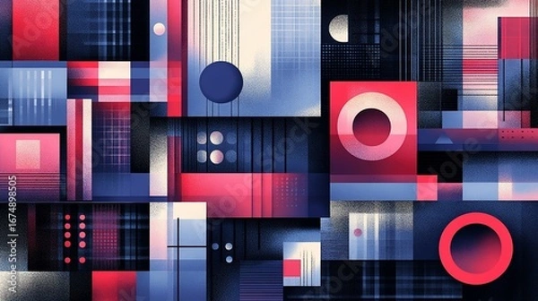 Fototapeta Modern geometric abstract background with circles and rectangles design