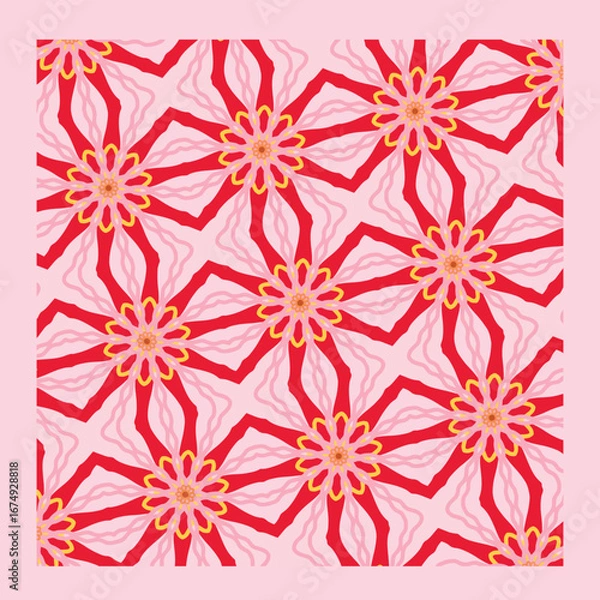 Obraz pink and red mandala style geometric pattern.