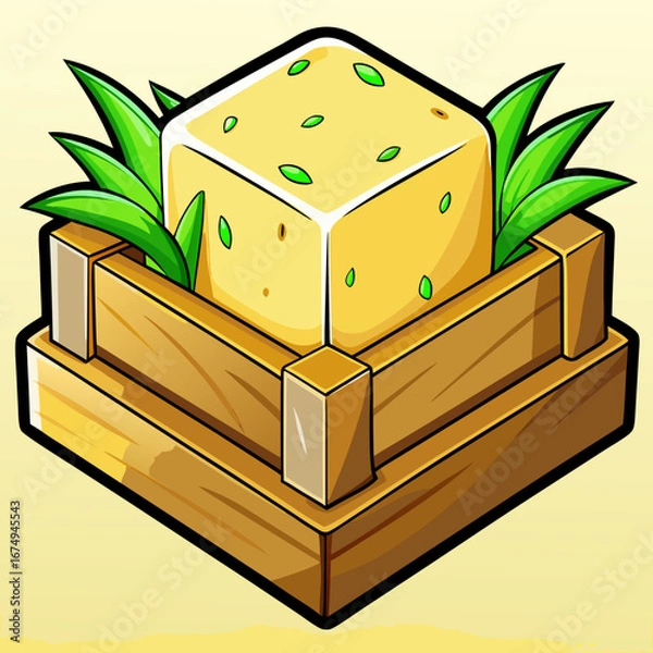 Obraz illustration of a green plant in a box