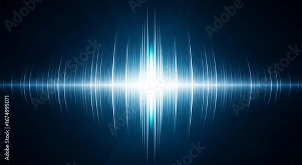 Obraz Bright blue soundwave expanding on dark background