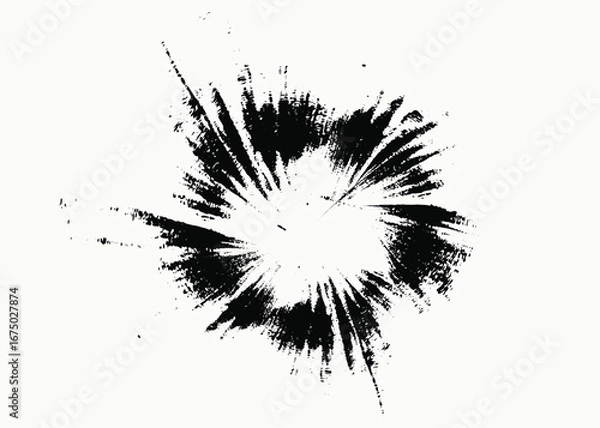 Fototapeta Psychedelic Tie Dye. Hand drawn element, round black stroke isolated on white background.