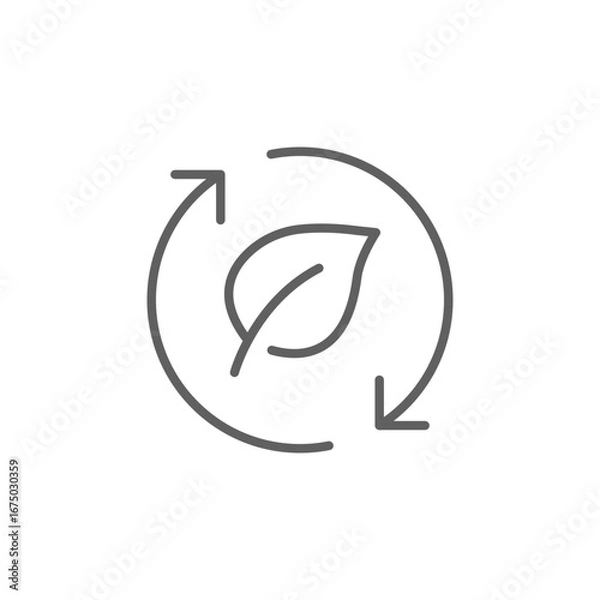 Fototapeta Biodiversity icon. Simple outline style. Ecology featuring a leaf encircled by arrows, sustainability, nature, ecological practices concept. Thin line symbol. Vector isolated design. Editable stroke