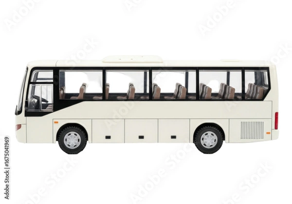 Obraz Empty Modern Coach Bus With Spacious Interior In Side View