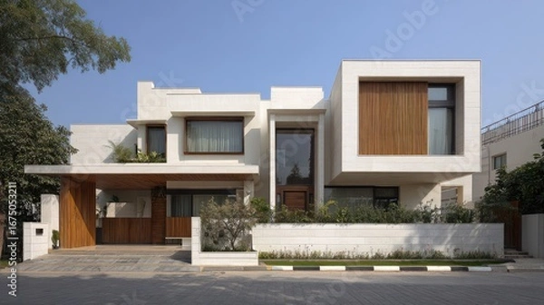 Obraz Modern Minimalist White House Architectural Design