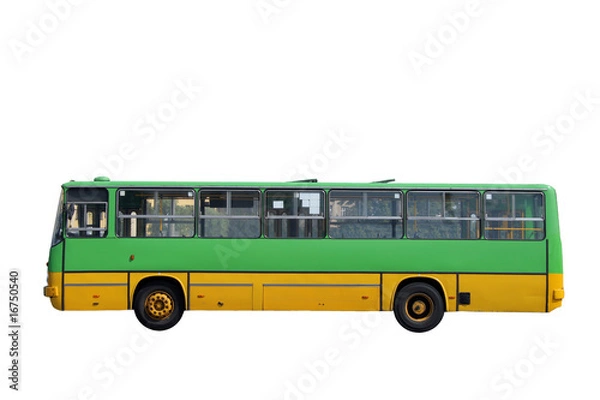 Fototapeta Green bus isolated on white background