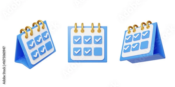 Fototapeta Calendar Tasks Check-in Completion Form Record 3D