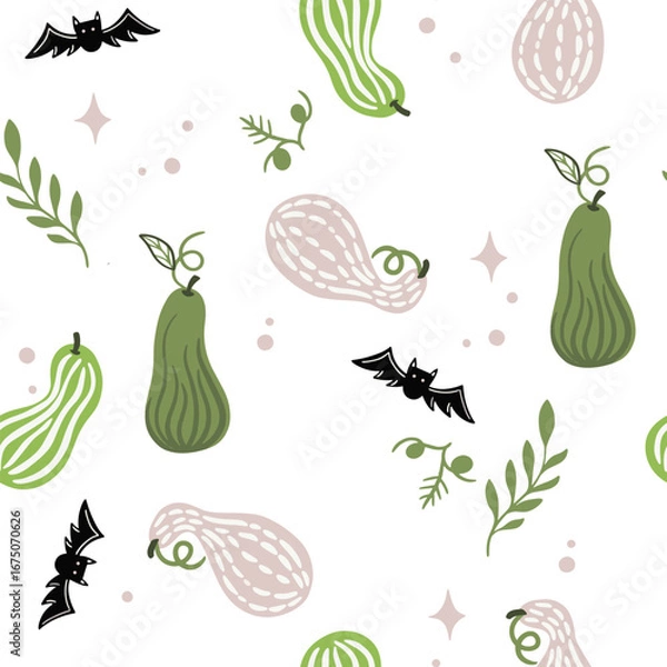 Fototapeta Seamless pattern for autumn season with pumpkin. background for fabric, wrapping paper, textile, wallpaper and apparel. Vector Illustration