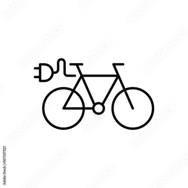 Fototapeta Electric bike icon. Simple outline style. Bicycle, ebike, power, cyclist, battery, environmental, cycling, element, green energy concept. Thin line symbol. Vector isolated design