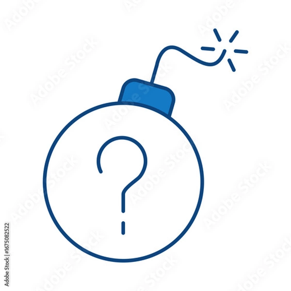 Fototapeta Question Blue Line Icon. Question Mark, Thinking, Asking, Answer, Help Editable Stroke Vector Illustration
