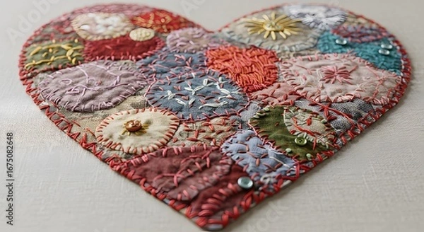 Obraz Colorful heart shaped patchwork quilt