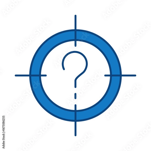 Fototapeta Target with Question Mark Blue Line Icon. Question Mark, Thinking, Asking, Answer, Help Editable Stroke Vector Illustration