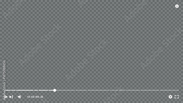 Obraz Video player flat picture, screen, template. Video record screenshot eps 10 vector illustration. Movie, podcast, interview, news, shock, video toolbar indicator sample image.
