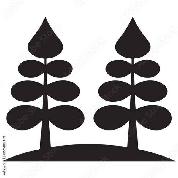Obraz Minimalist Tree Silhouette Pair – Modern Nature Vector Art