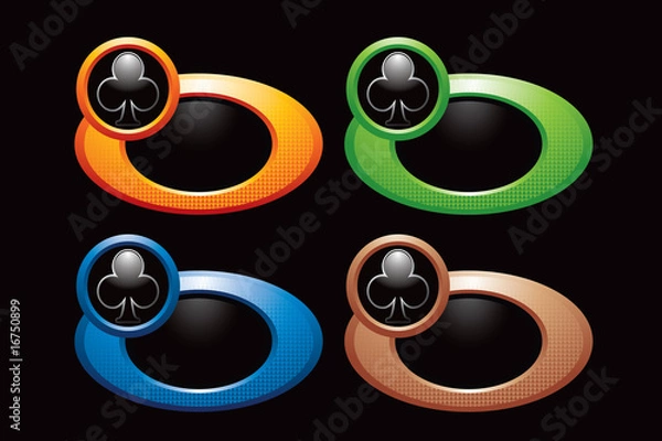 Obraz card suits on colored oval web buttons