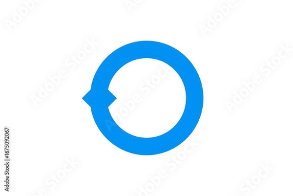 Obraz blue circular arrow symbol, representing page refresh, data synchronization, and updates, is essential in digital interfaces for regular updates and refreshment