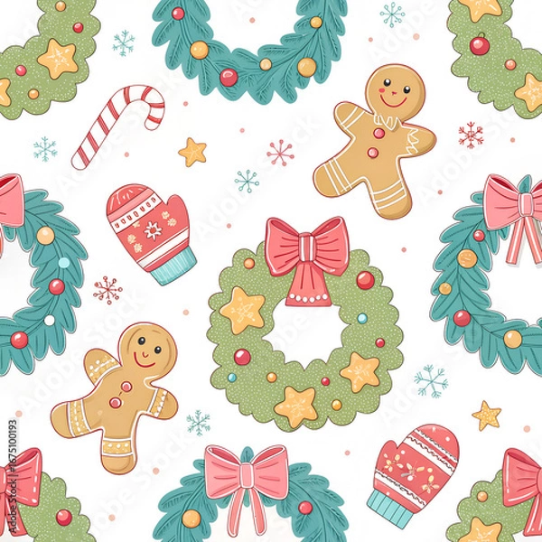 Fototapeta seamless pattern with christmas toys