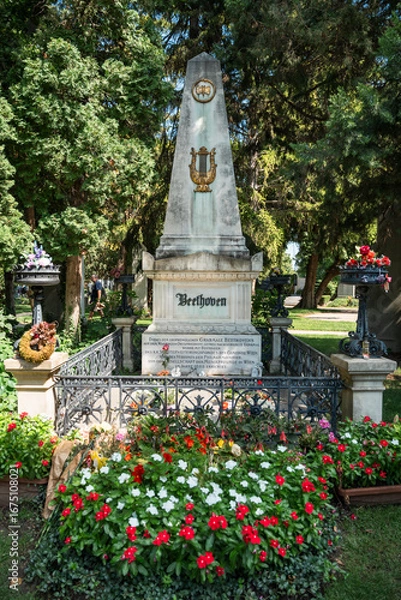 Obraz Beethoven Grave Monument with Flowers at Central Cemetery Vienna