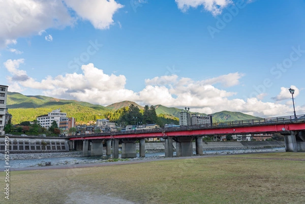 Obraz  下呂温泉の風景 下呂大橋　岐阜県下呂市