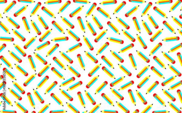 Fototapeta Seamless colored pencil patterns arranged in a random and fun way. This design would be ideal for education or creative related projects, adding a fun and lively element.