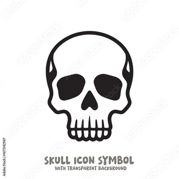 Fototapeta Skull and Bone Icon Symbol Vector Illustration in Black and White