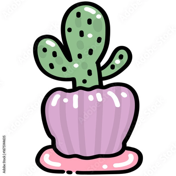 Obraz Cute Cactus in Pot Illustration