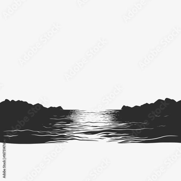 Obraz Tranquil waters between mountains creates an eye catching landscape silhouette