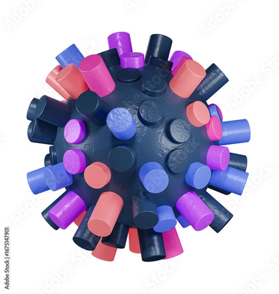 Fototapeta 3d render of a abstract shape made of colorful cylinders