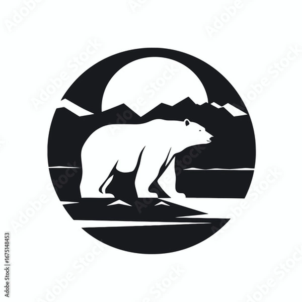 Obraz Powerful polar bear against the arctic backdrop graphical vector silhouette