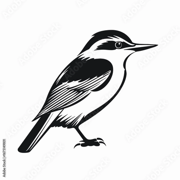 Obraz Striking minimal vector bird art, simple black and white silhouette