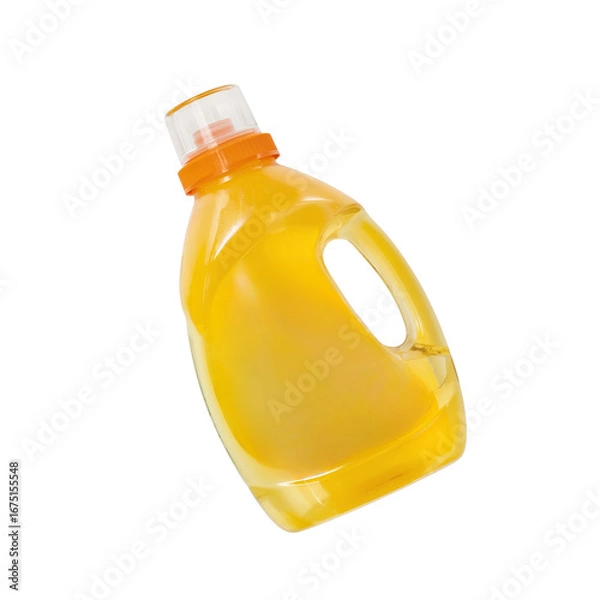 Fototapeta Plastic bottle of fresh orange juice isolated on transparent background, a refreshing and healthy beverage, perfect for a nutritious diet and a burst of vitamin c