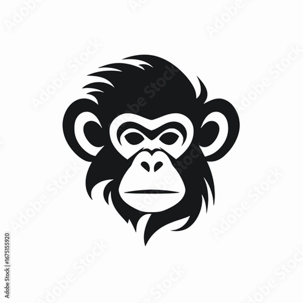 Obraz Bold monkey head with a distinguished and graphical vector styled silhouette