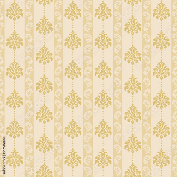 Obraz Classic Damask Seamless Pattern - Vector Illustration for Elegant Textile Design