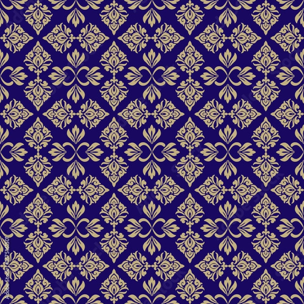 Obraz Classic Damask Seamless Pattern - Vector Illustration for Elegant Textile Design
