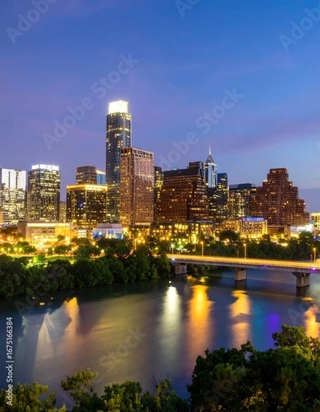 Obraz Austin Skyline Night View (1)