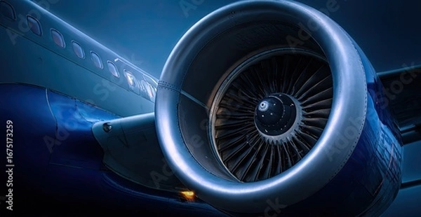 Obraz Close Up Of Aircraft Engine At Night