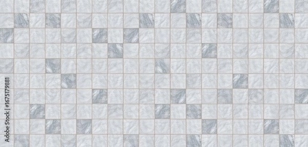 Fototapeta Grey marble mosaic tile background, intricate geometric pattern, stone texture, marble mosaic