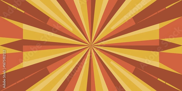 Fototapeta Abstract geometric pattern featuring radiating lines in shades of orange and yellow colorscheme