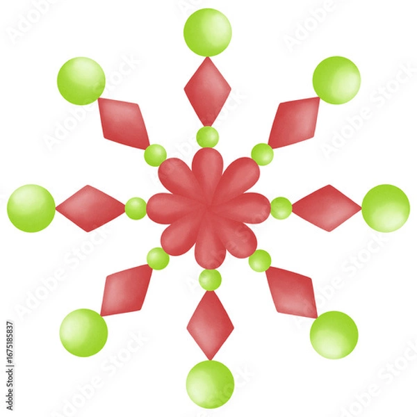 Obraz Snowflake pattern hand drawn in bright colors transparency illustration 