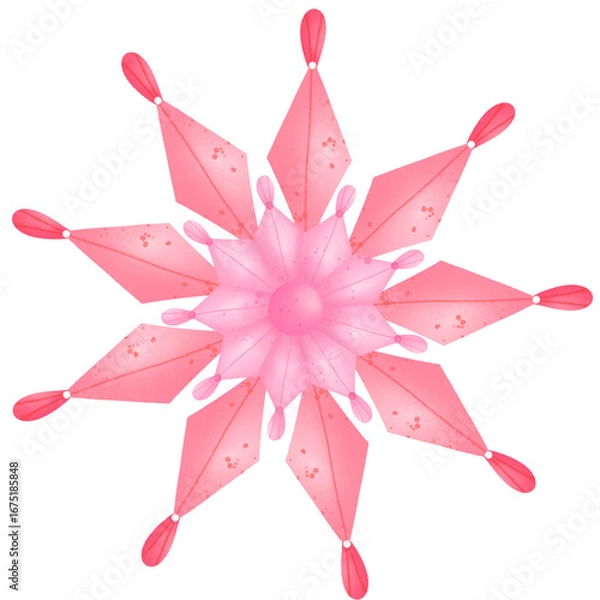 Obraz Snowflake pattern hand drawn in bright colors transparency illustration 