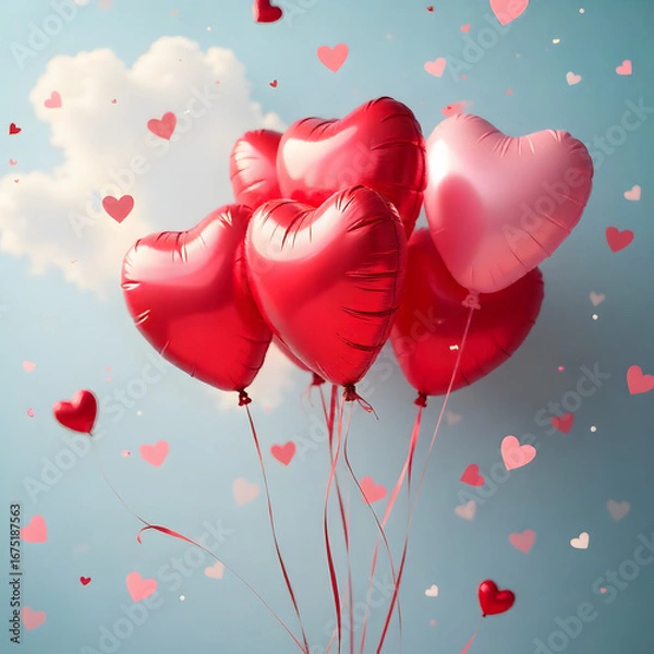Obraz red heart balloons
