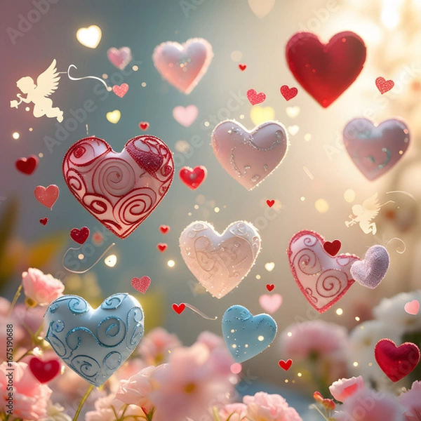 Obraz valentine hearts background