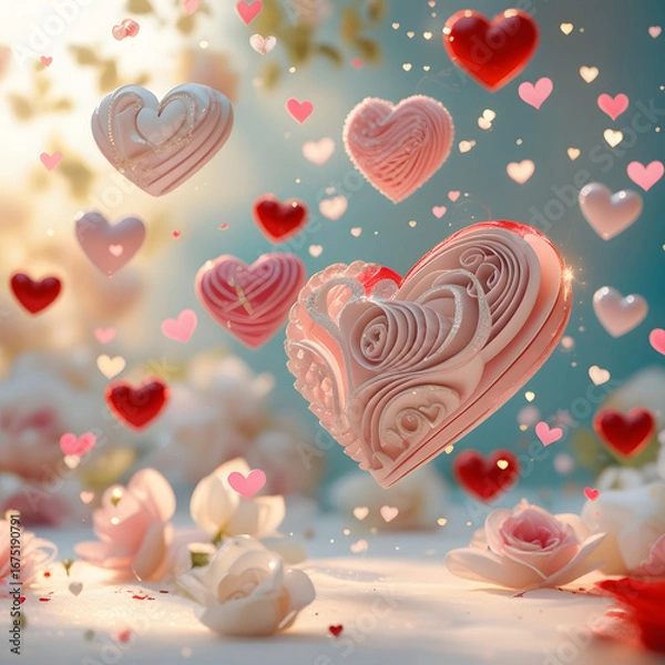 Obraz valentine hearts background