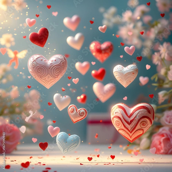 Obraz valentine background with hearts