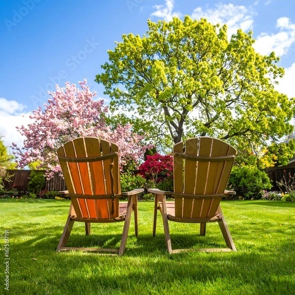 Fototapeta Backyard Relaxing Chairs Spring