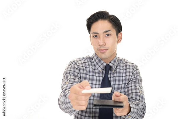 Obraz 名刺を差し出すビジネスマン