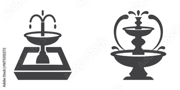 Fototapeta Water fountain silhouette vector illustrations