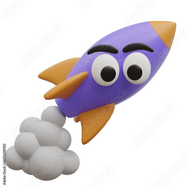 Obraz 3D rocket spacecraft ready for launch