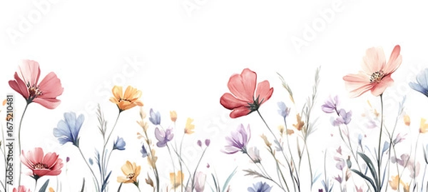 Fototapeta Watercolor floral design element for spring and summer cards and invitations art print graphic design  | png cutout isolated on transparent backddrop