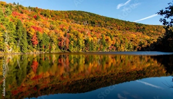 Obraz Autumn Foliage Reflecting on Lake